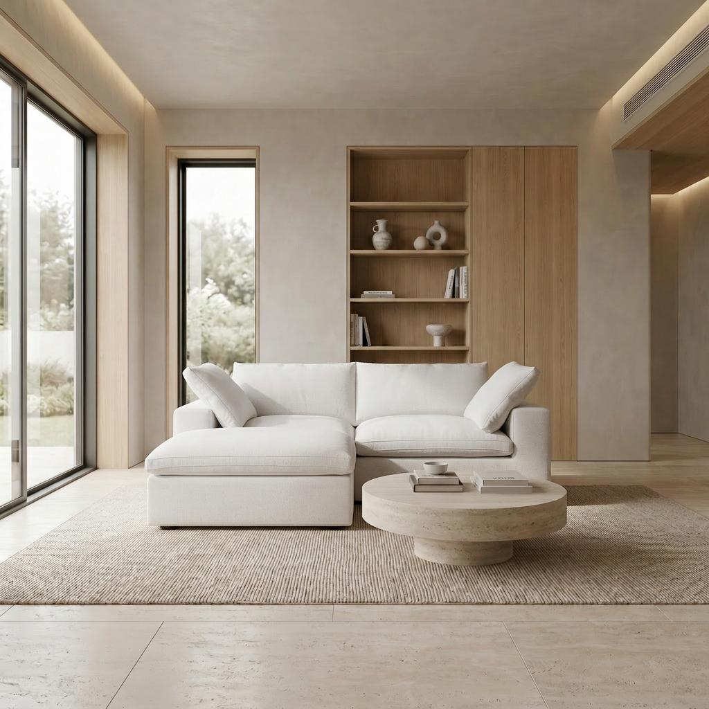 The Cove: 2-Seater Cloud Modular Sectional with Ottoman