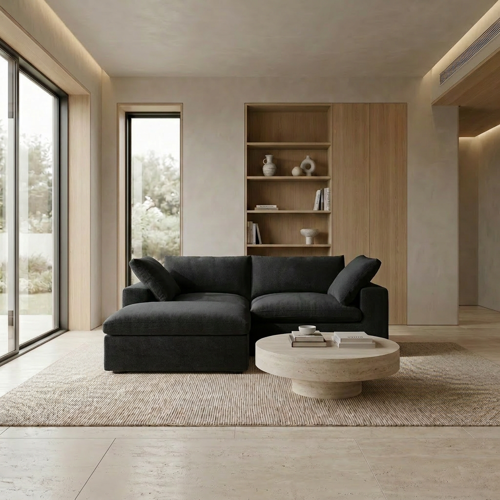 The Cove: 2-Seater Cloud Modular Sectional with Ottoman