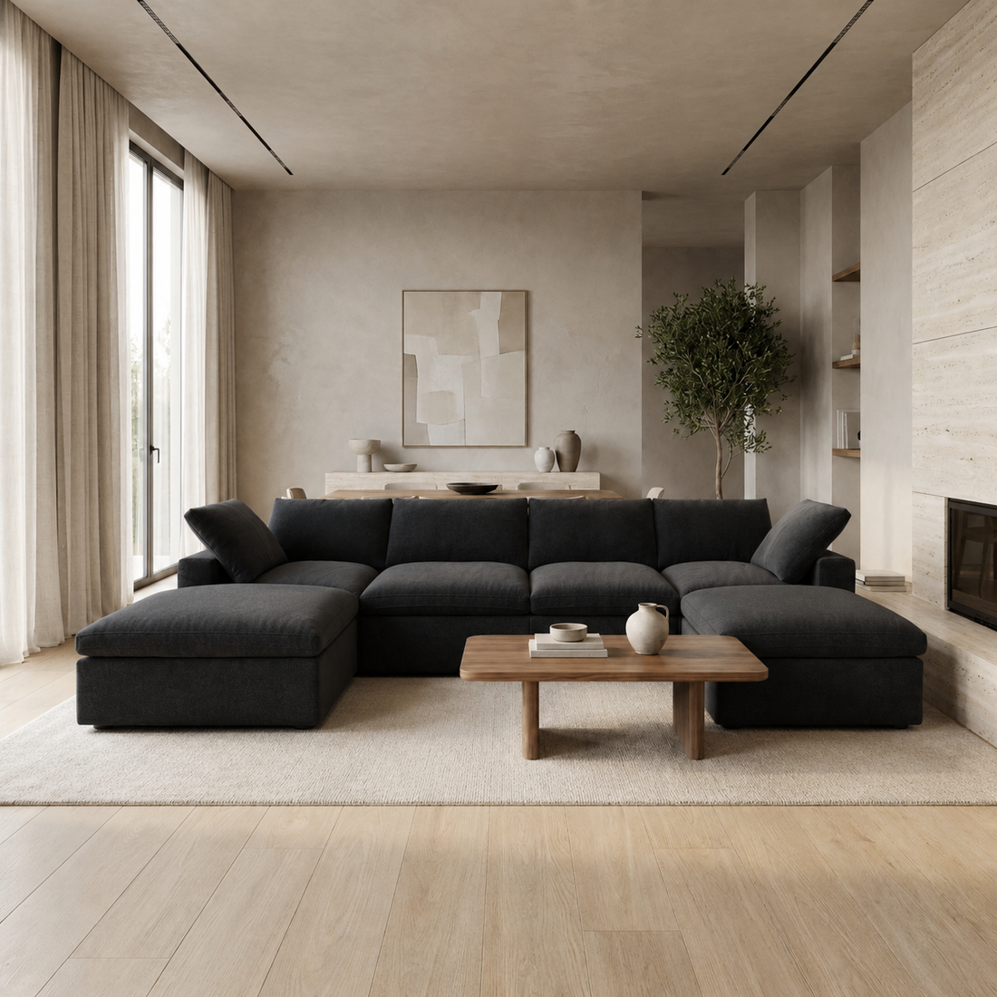 The Cove: Cloud Modular U-Shape Sectional with 2 Ottomans