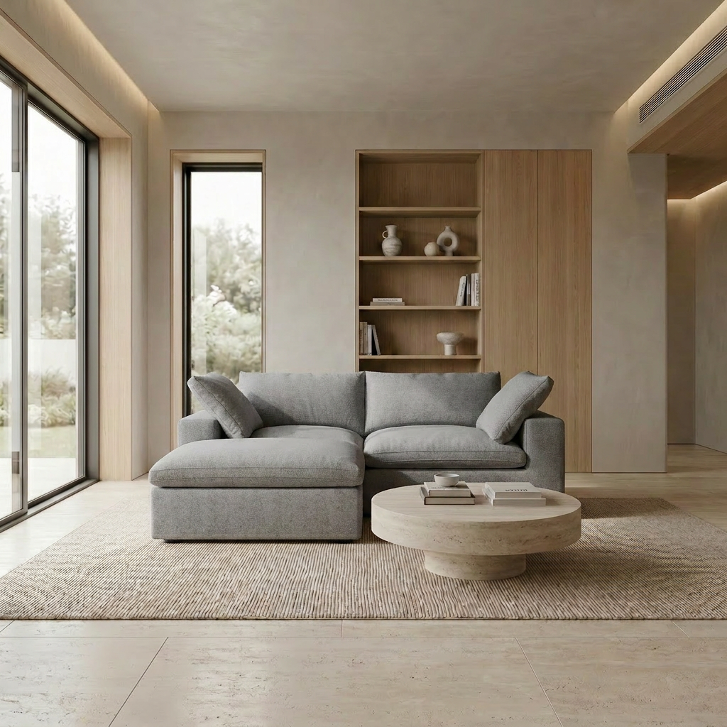 The Cove: 2-Seater Cloud Modular Sectional with Ottoman