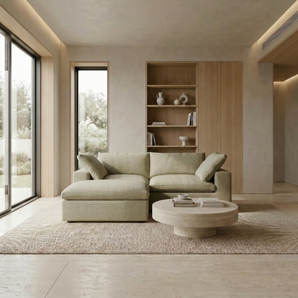 The Cove: 2-Seater Cloud Modular Sectional with Ottoman