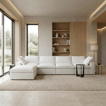 The Cove: 4-Seater Cloud Modular Sectional with Ottoman