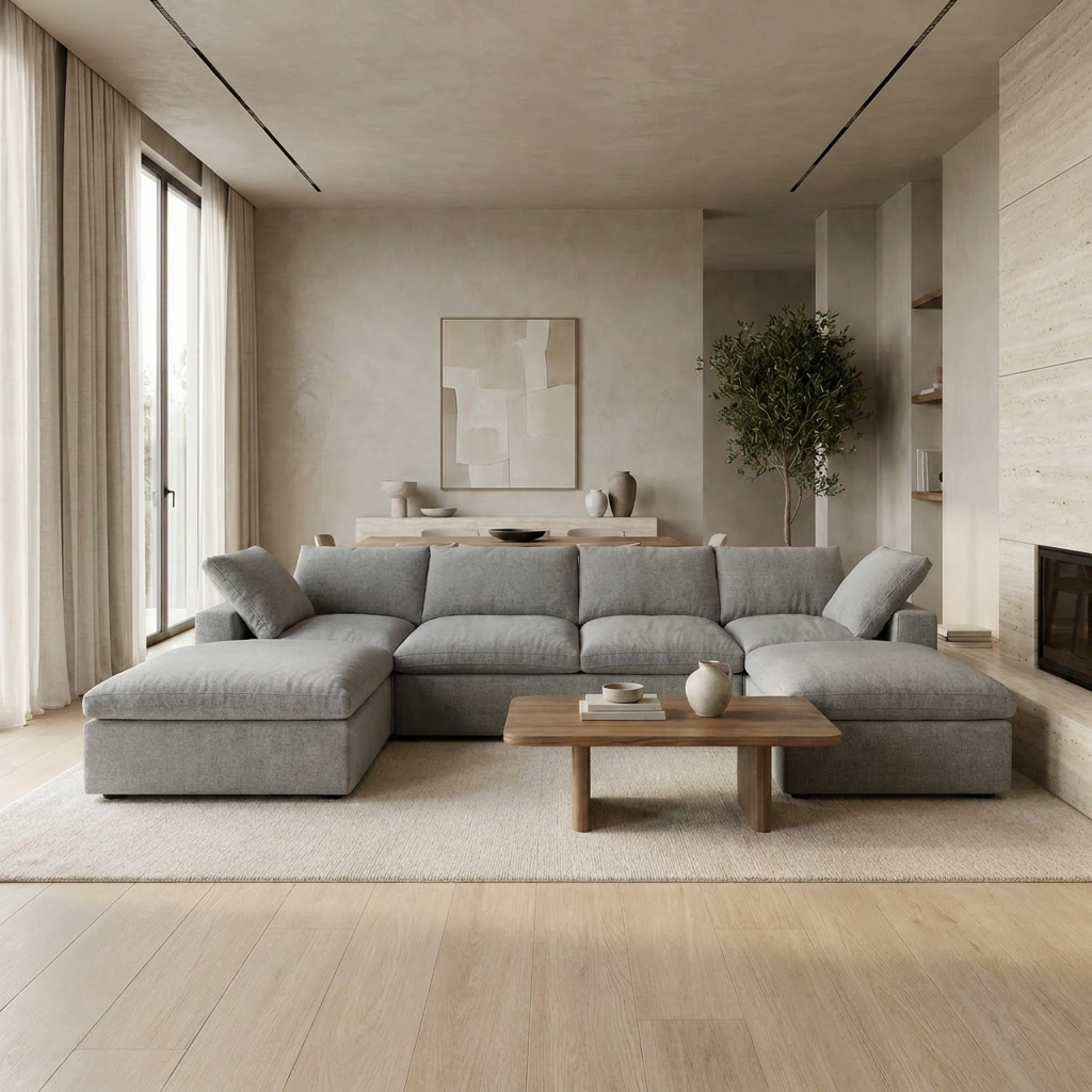 The Cove: Cloud Modular U-Shape Sectional with 2 Ottomans