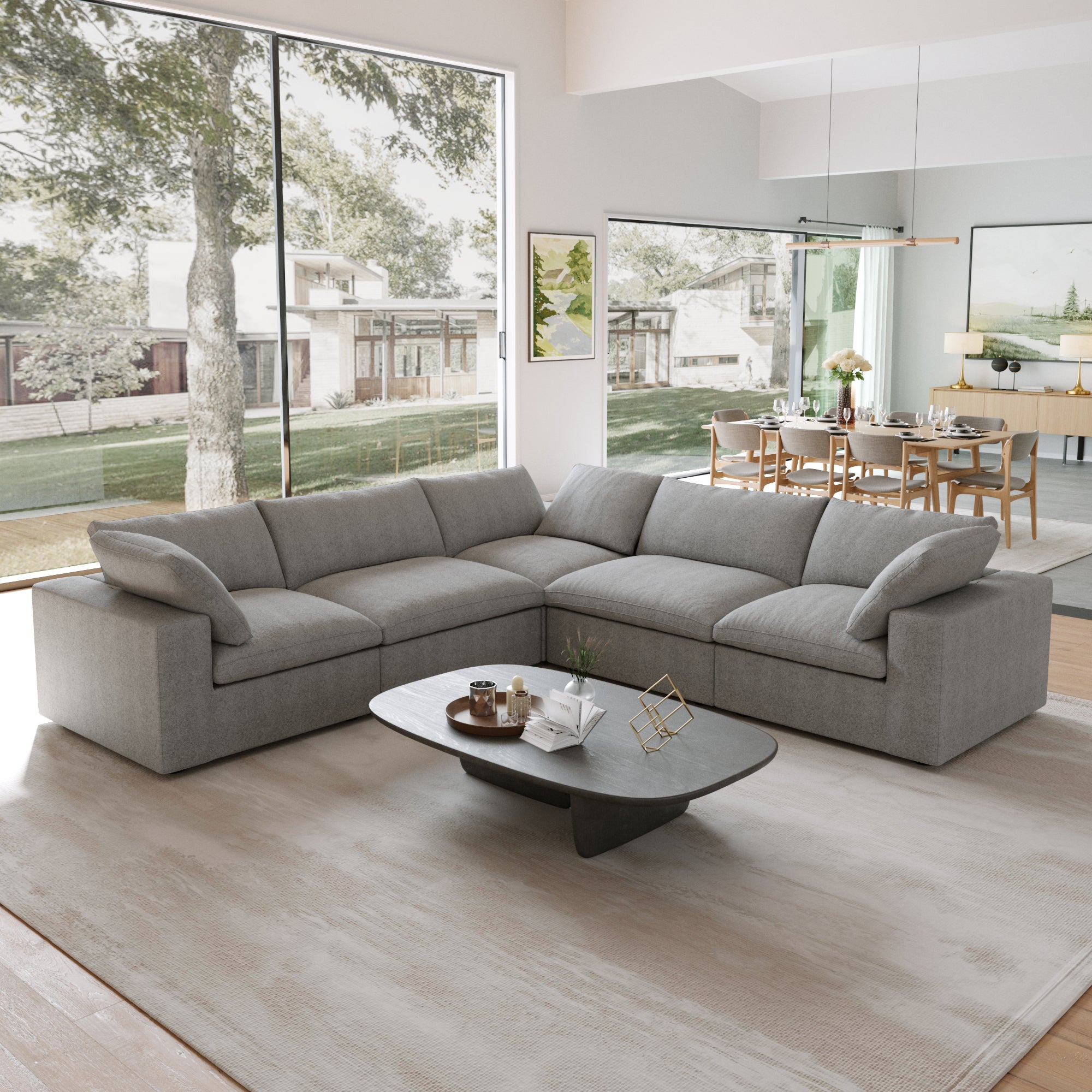 Classic Corner Modular 5-Seater Corner Sectional in White