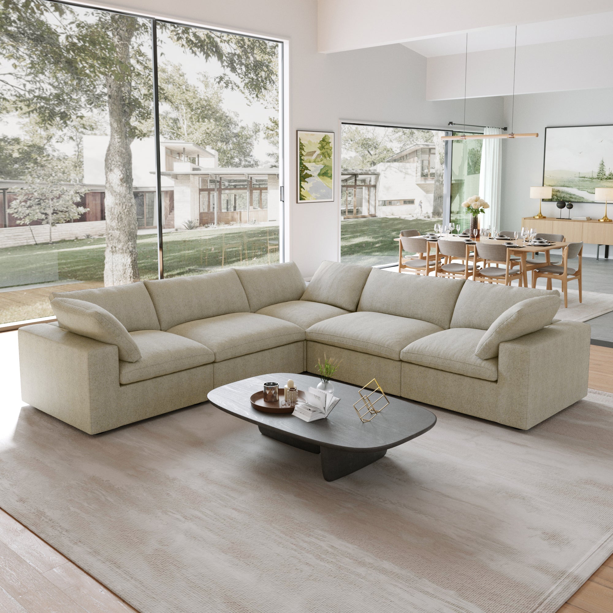 Classic Corner Modular 5-Seater Corner Sectional in White