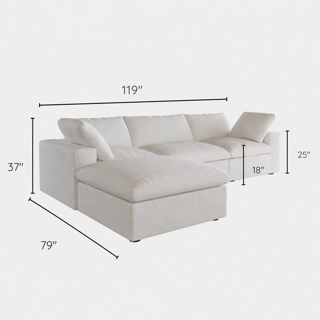 The Cove: 3-Seater Modular Sectional with Ottoman