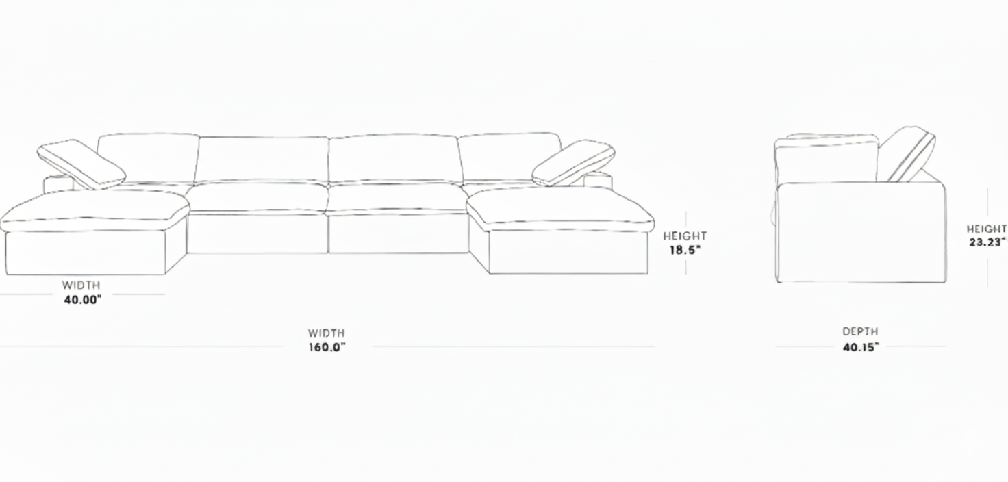 The Cove: Cloud Modular U-Shape Sectional with 2 Ottomans