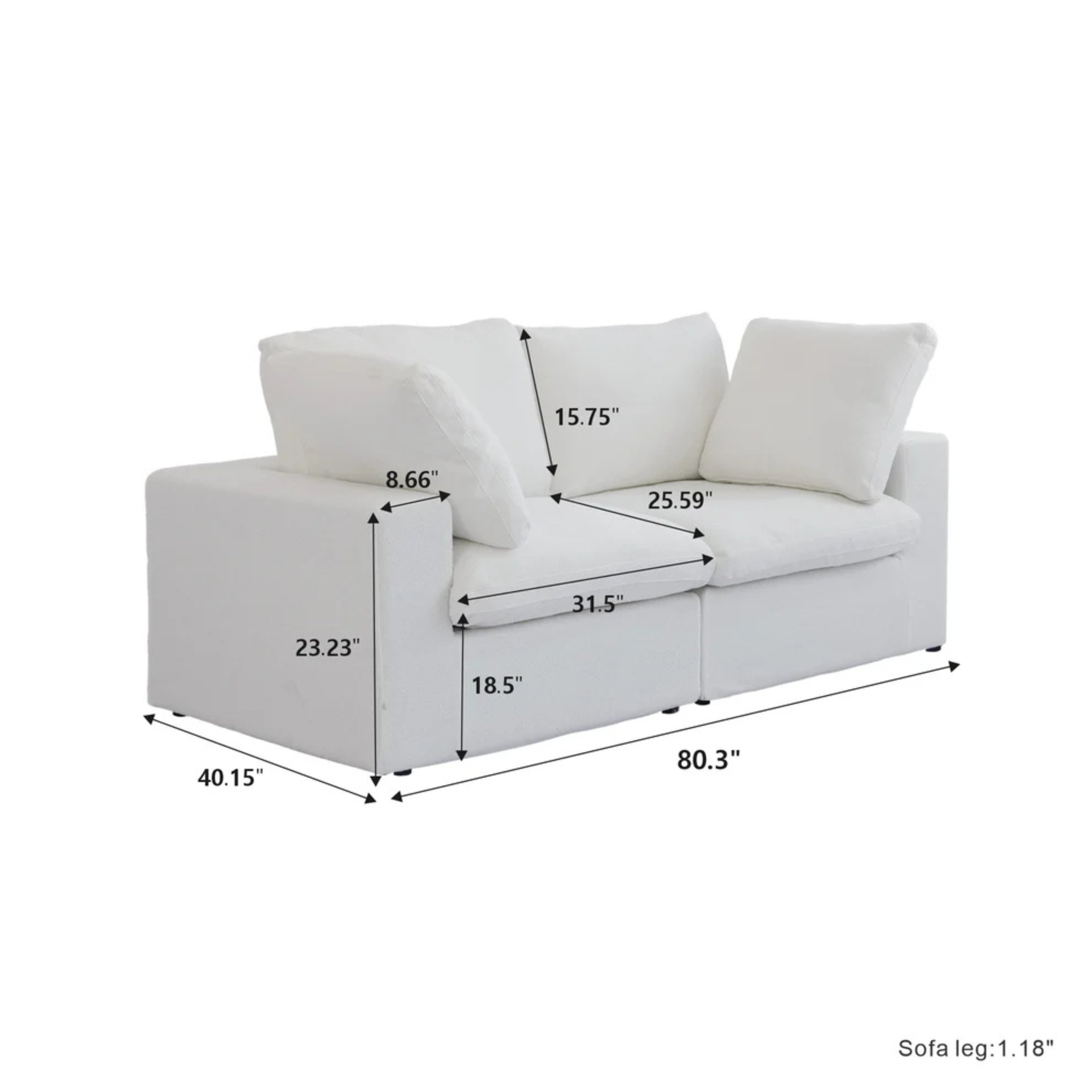 Classic Modular 2-Seater Sofa in White
