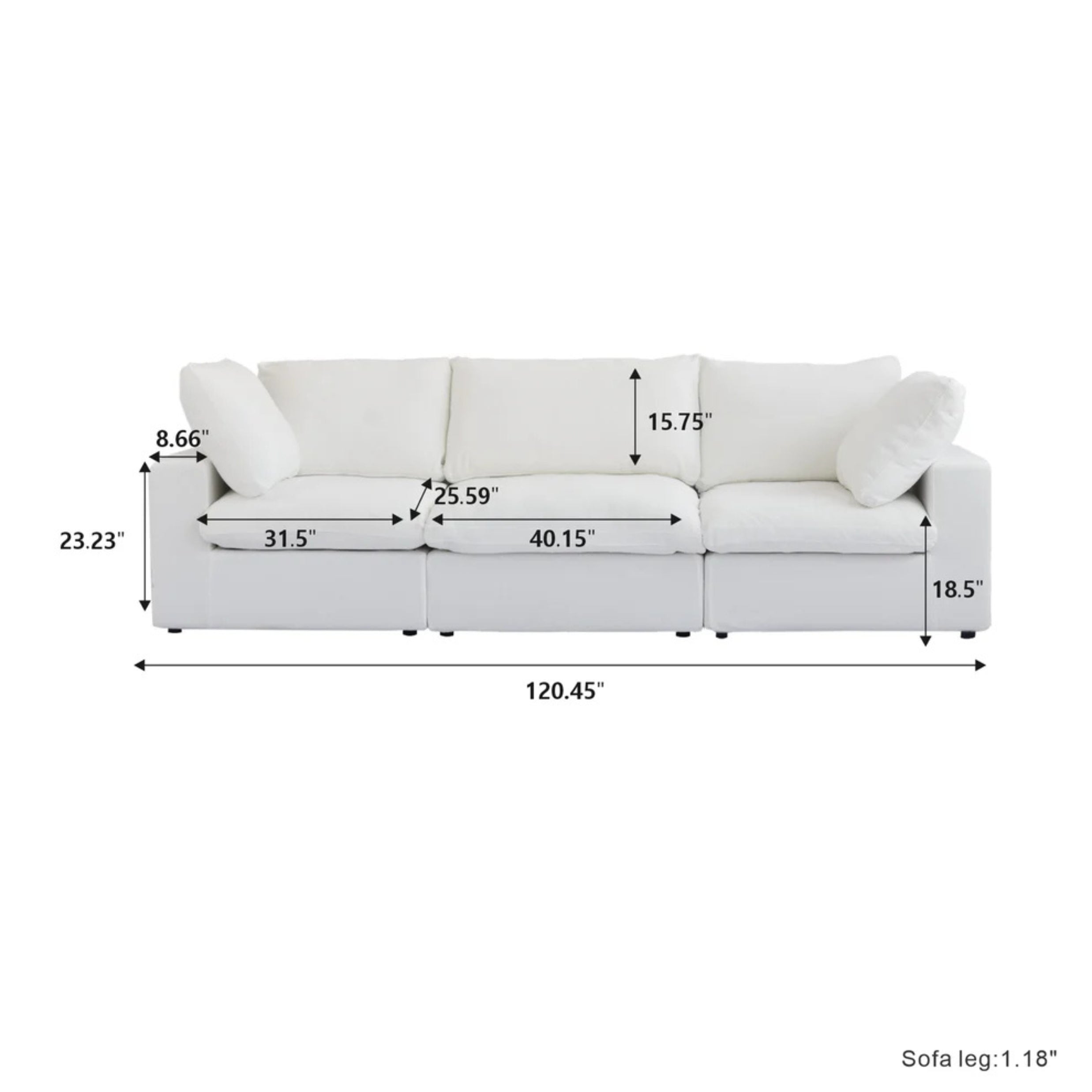 Classic Modular 3-Seater Sofa in White